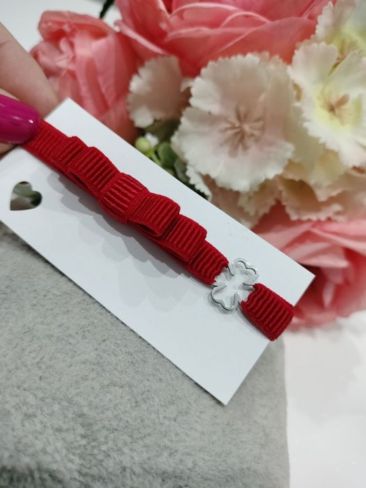 Bransoletka kokardka z łącznikiem kończynka na szczęście