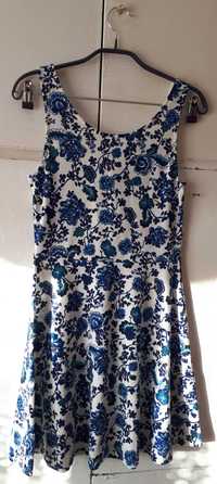 Sukienka w biało-niebieski wzór kwiatowy, DIVIDED H&M, Rozmiar 38
