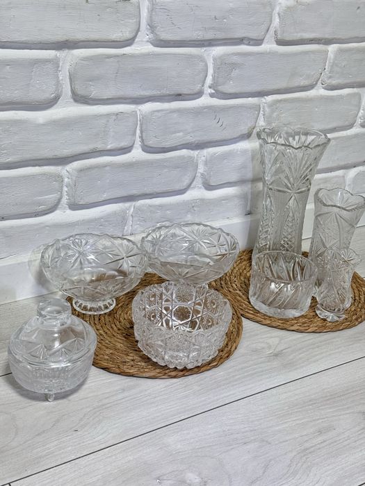 Хрусталь ваза цукерниця з кришкою салатник піала кришаль 90-х років