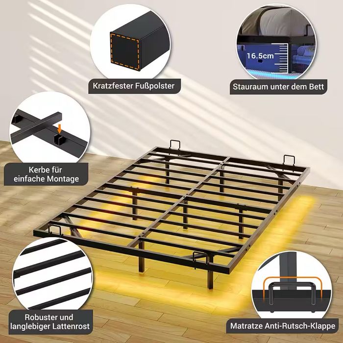 Łóżko lewitujące 90x200 led