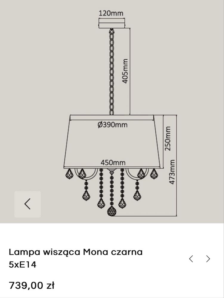 Zyrandol lampa sufitowa glamour Mona