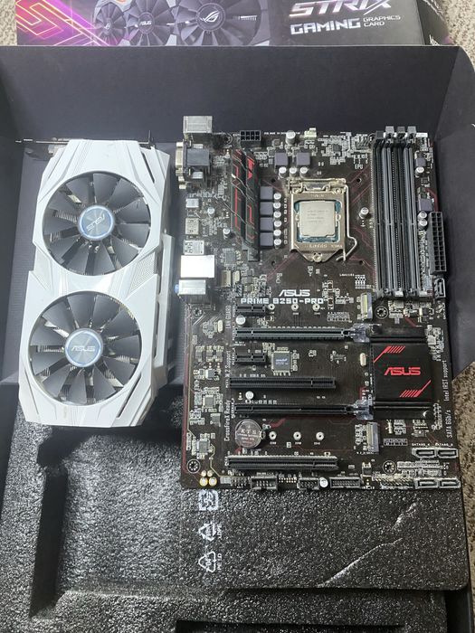 Комплект процесор I5-7600 + Asus Prime b250 pro + asus 1060 6gb dual