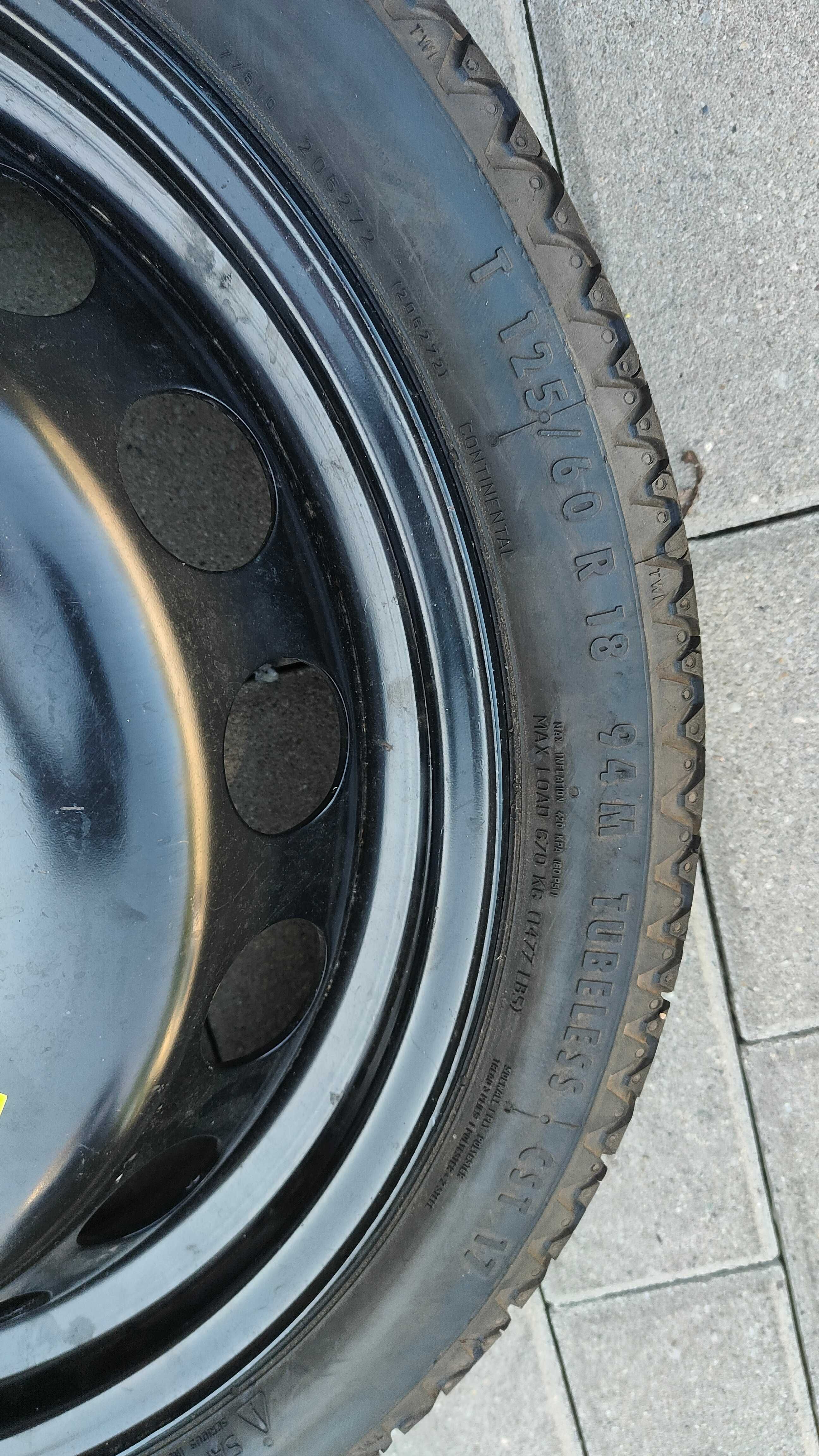 Koło Dojazdowe Zapas VW AUDI SEAT 125/60/18 Continental MB