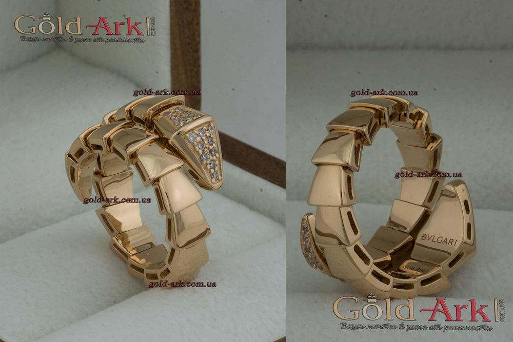 Кольцо змея красное 585