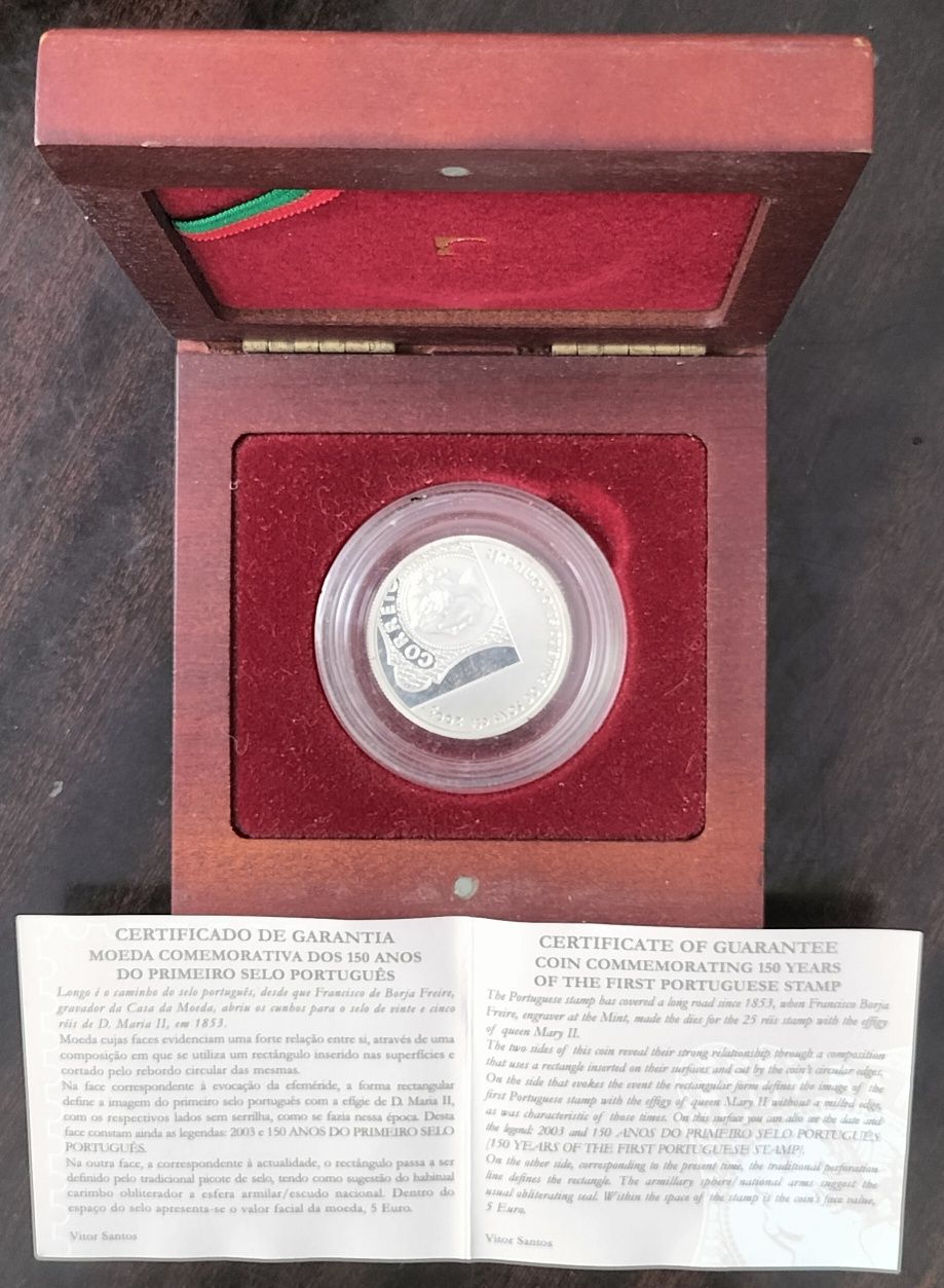 Moeda 5€ 2003 Selo Prata Proof Nova C/Cinta Exterior e Certificado