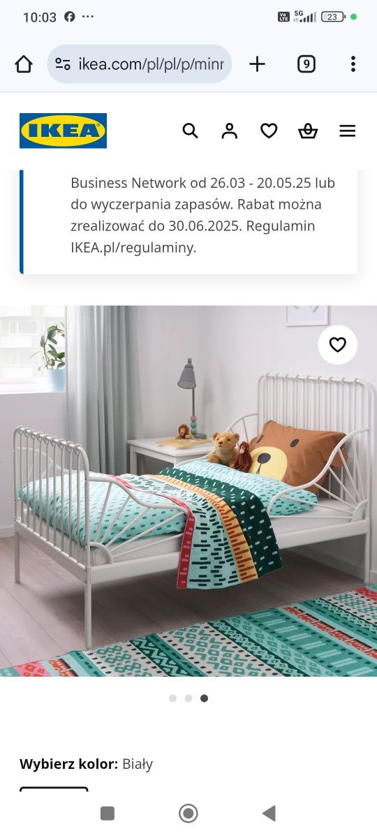 Łóżko Minnen rosnące z dzieckiem plus materac