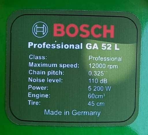 НОВИНКА! Бензопила BOSCH Professional GA 52L (5,2 кВт) Мощная Пила ЖМИ