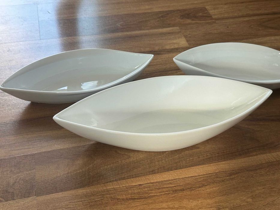 Salaterki biała ceramika design duże 3 szt