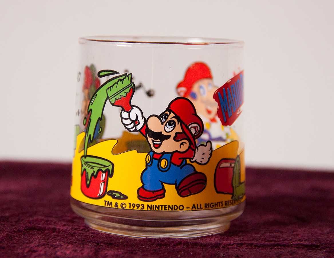 szklanka Super Mario Bros SNES Nintendo 1993 motive 6 vintage PRL 90s
