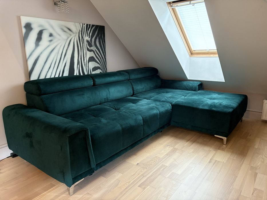 Agata meble narożnik Volta butelkowa zieleń z funkcją relaks