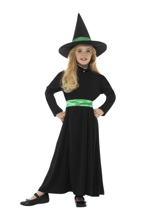 Dziewczęcy kostium czarownicy z kapeluszem, Halloween Rozmiar 4-6Lat