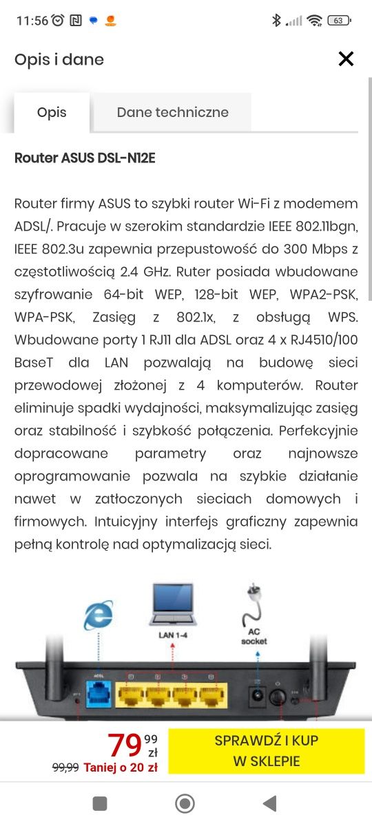 Router modem DSL-N12E ADSL