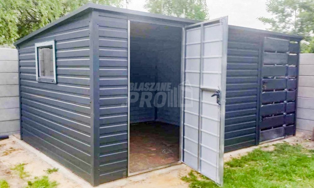 Schowek Domek Ogrodowy 4x2,5 Wiata 1,5m 2x Okno - antracyt  GP435