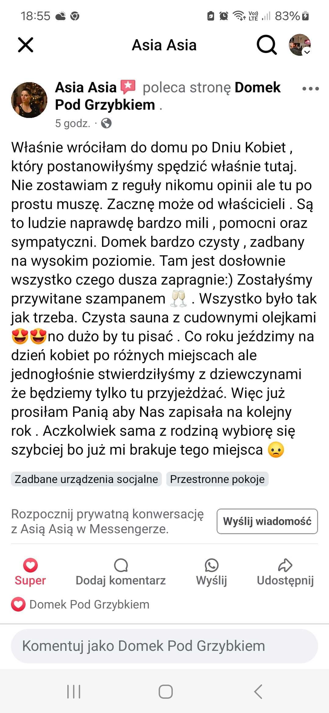 Domek wynajem sauna ruska balia walentynki  święta 18