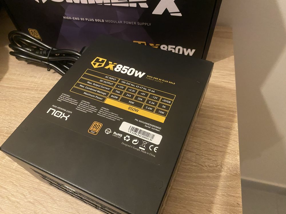Fonte de Alimentação ATX Nox Hummer X 850W 80 Plus Gold Full Modular