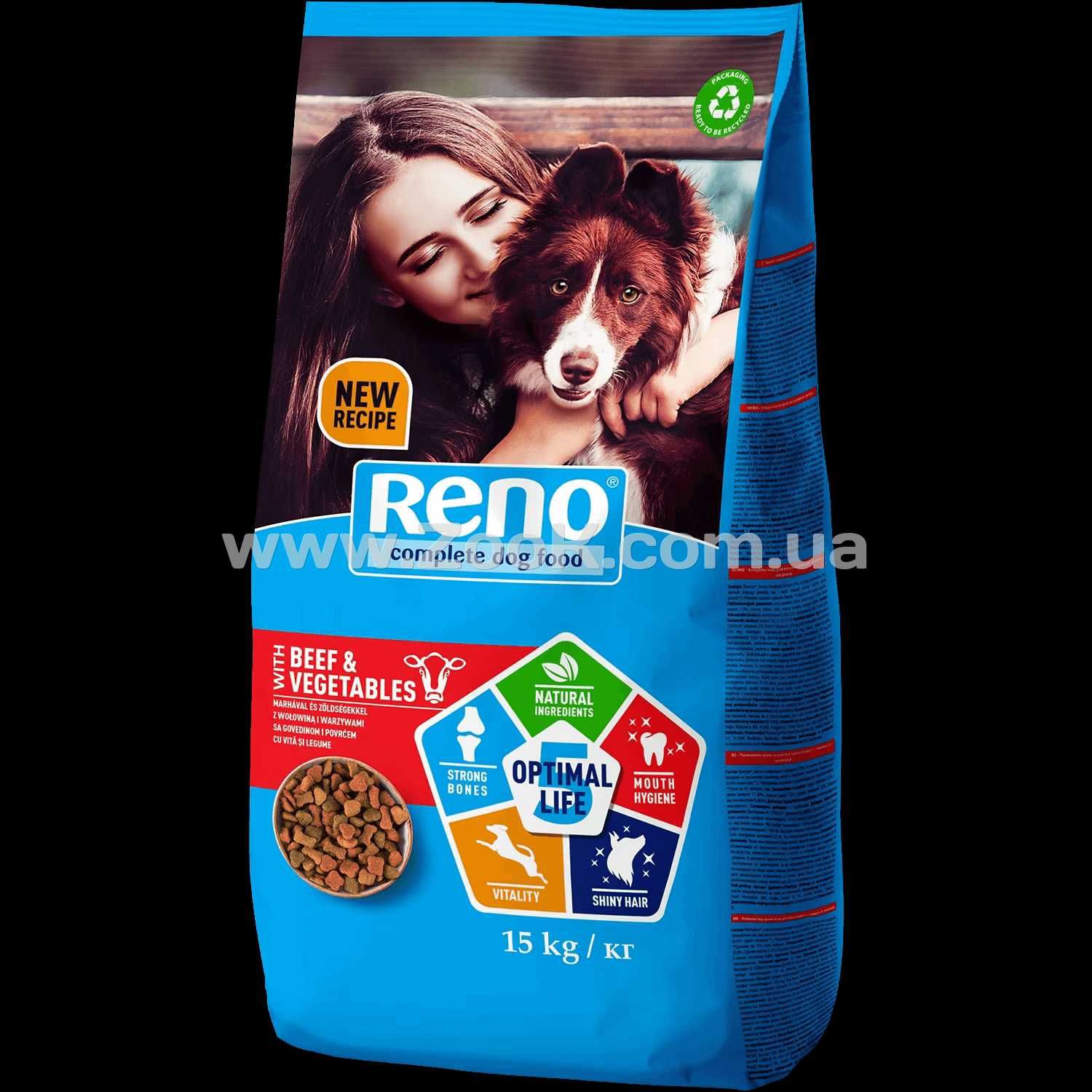 Reno - Сухий корм для собак, яловичина та овочі. 15кг. (5999566111747)