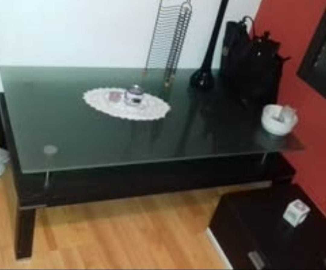 Movel de sala 3 gavetas com mesa de vidro