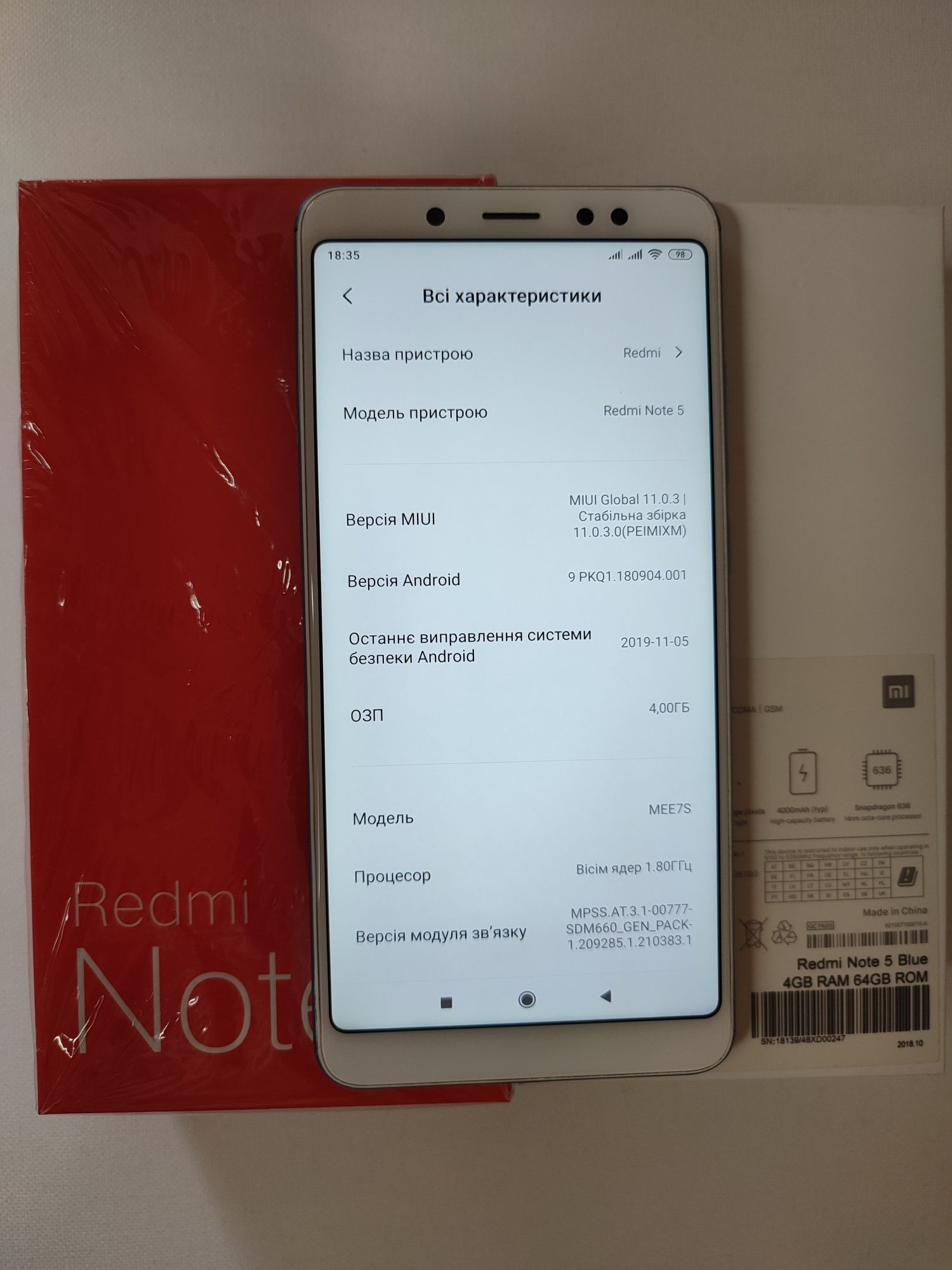 Xiaomi redmi note 5, 4/64Gb
