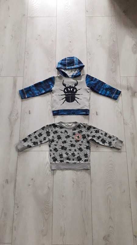 zestaw bawełniane bluzy dla chłopca marki H&M roz. 98/104 chrząszcze