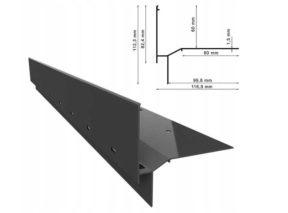 Profil okapowy tarasowy balkonowy W60 Renoplast grafit Ral 7024