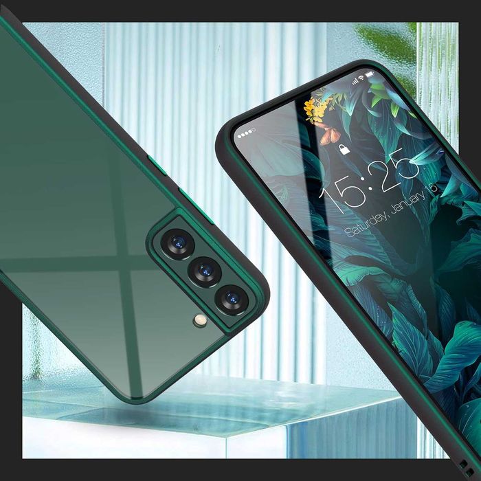 MATEPROX etui do Samsung Galaxy S22 pancerne przeźroczyste zielone