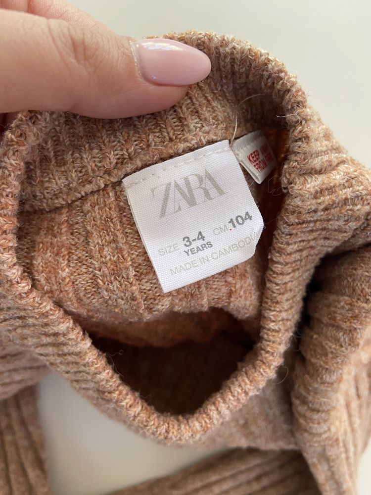 Sweter 104 Zara brązowy beżowy