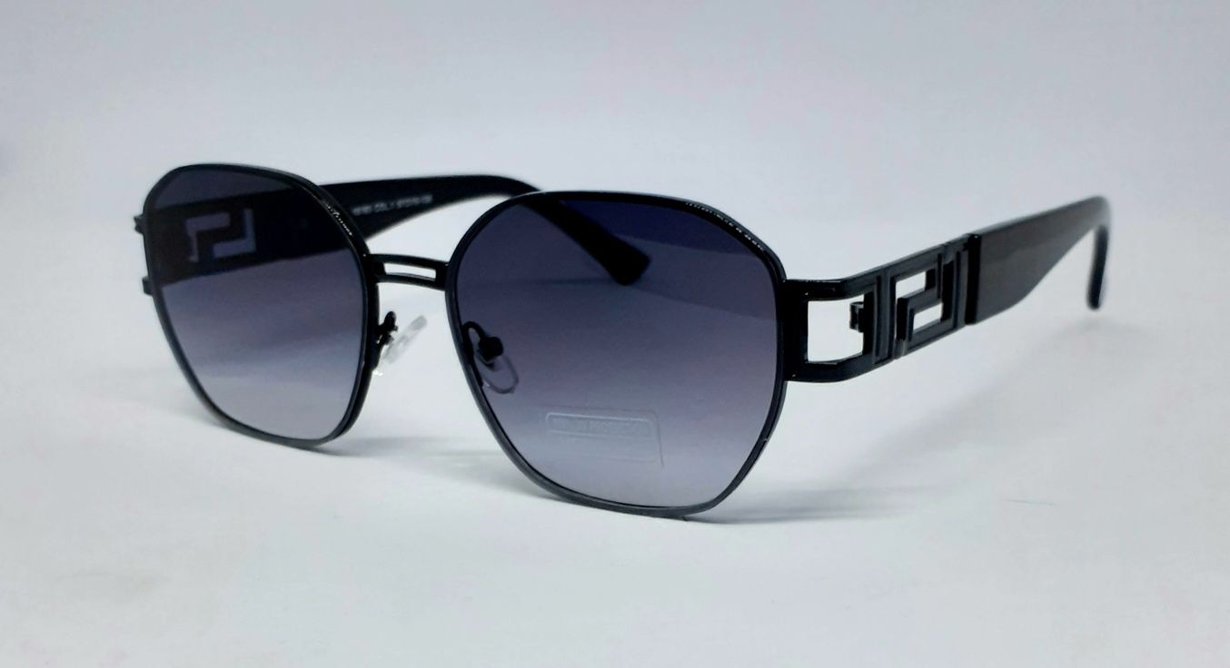 Versace очки унисекс серо фиолетовый градиент в черном металле