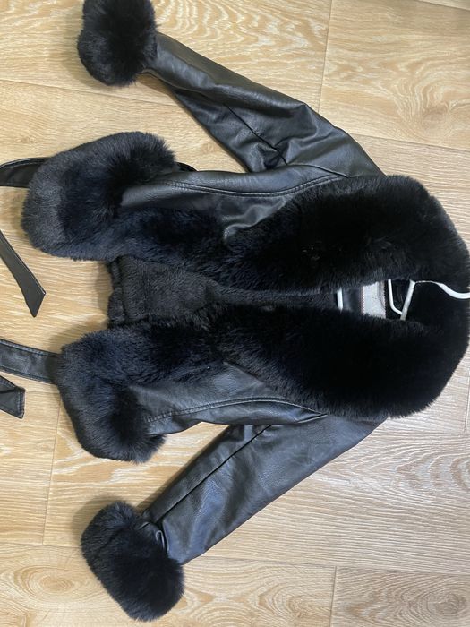 Шкірянка з мєхом дитяча 116 , шкіряна куртка, дубльонка