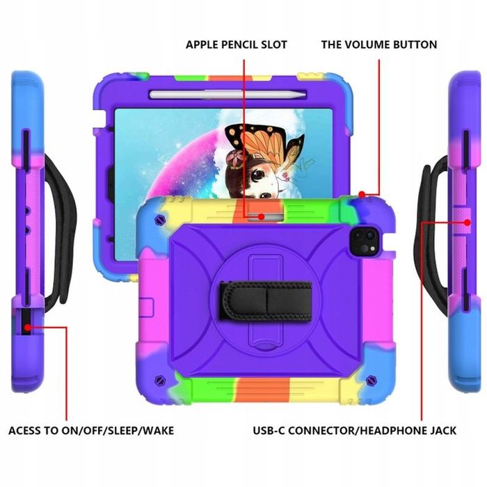 Etui Obudowa na Tablet iPad Pro 3/2/1/11/2021/2020/2018 z Paskiem Kolo