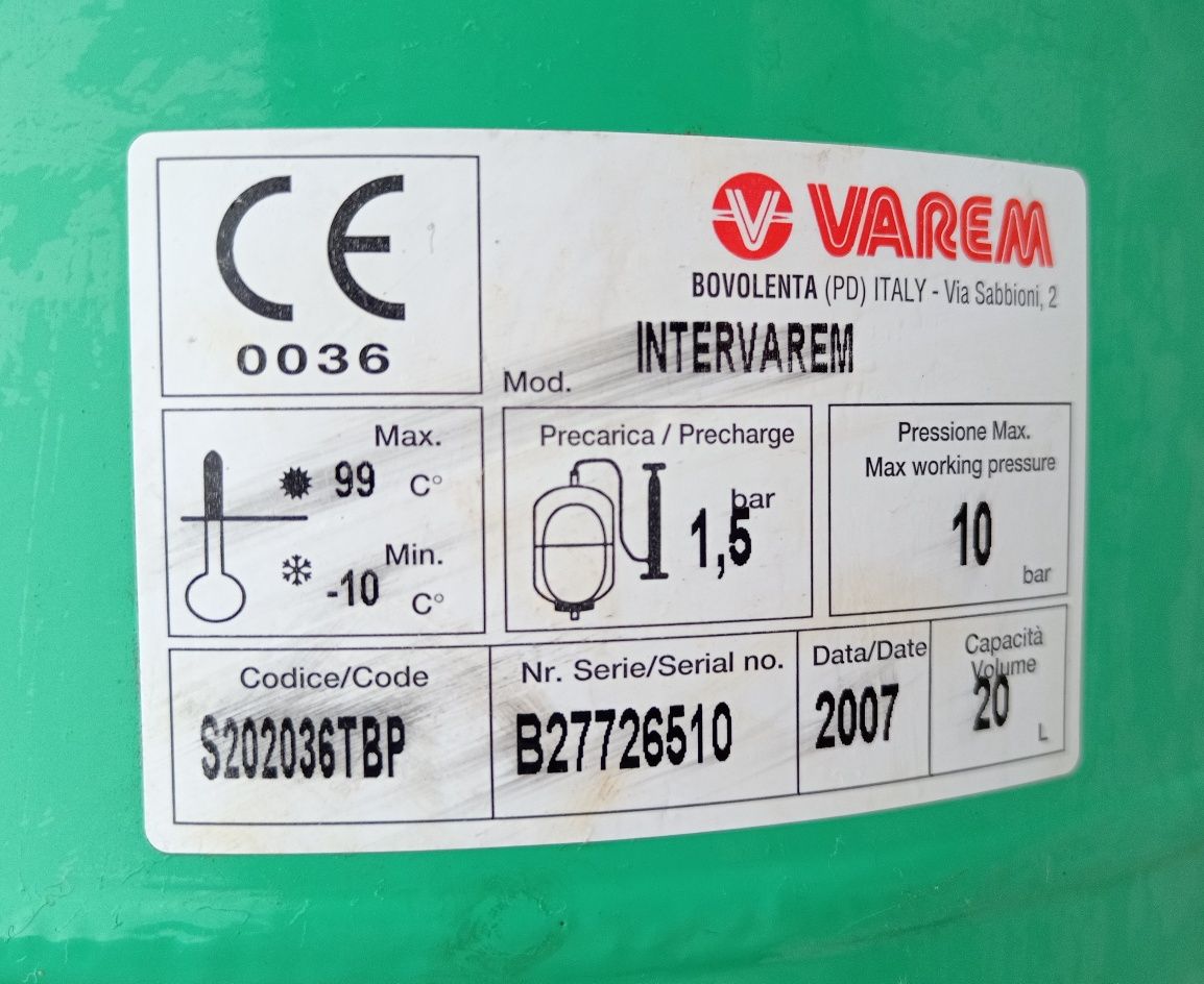 Расширительный бак Varem 20 л, Италия