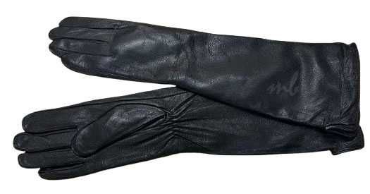 Rękawiczki skórzane damskie długie ciepłe Czarne 40cm L Wrocław
