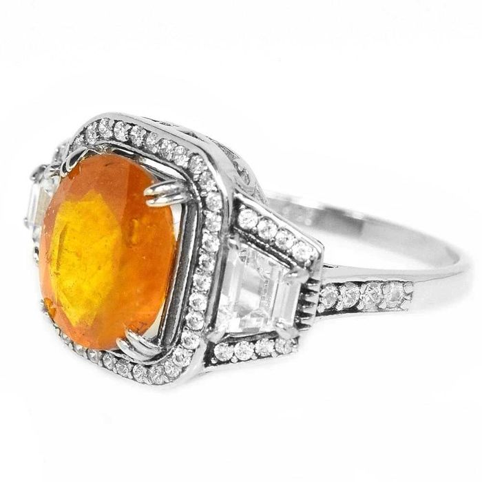 Серебряное кольцо 925 пробы с сапфиром ручной работы Размер 18.5