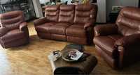 Zestaw wypoczynkowy sofa 3os 2x fotel 4xRELAX 1 fotel bujany i relax