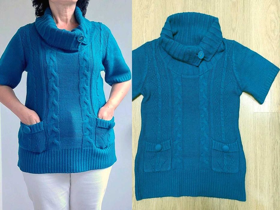 Sweterek niebieski M 38 C&A morski kieszenie