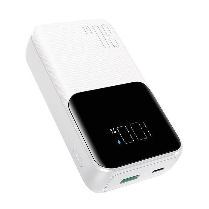Mini powerbank Joyroom z kablami USB-C / Lightning 30W 10000mAh biały