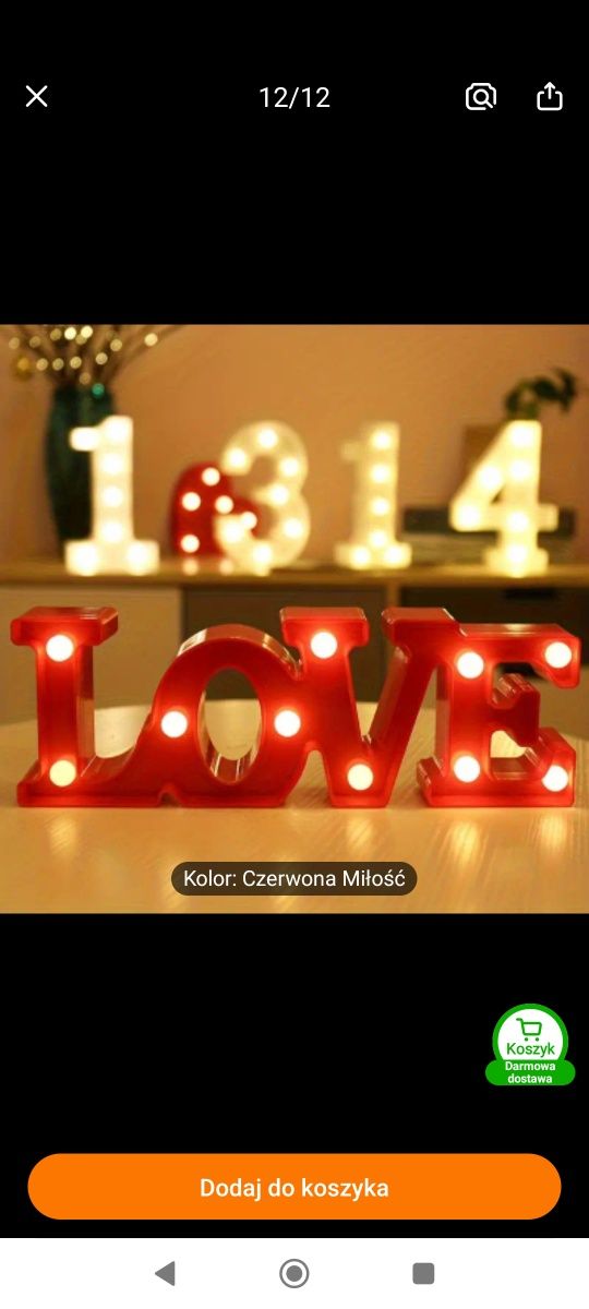 Lampka LOVE LED  w kolorze czerwonym