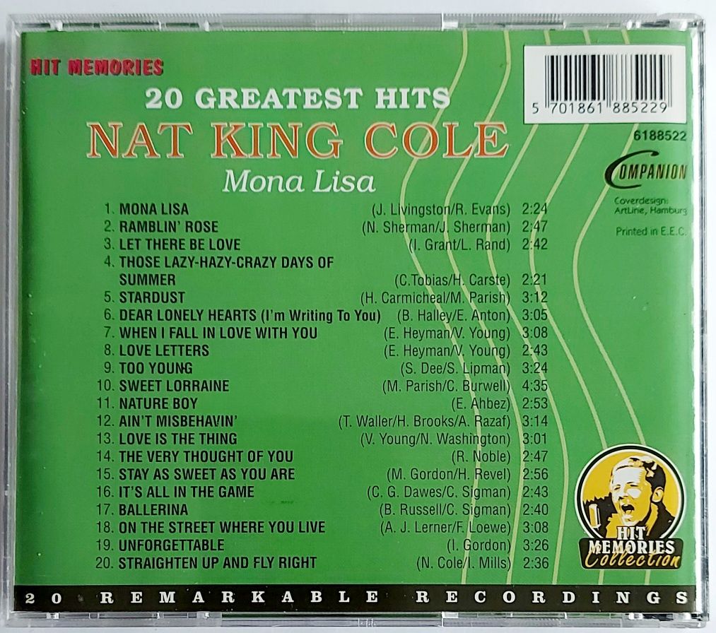 Nat King Cole Mona Lisa 20 Greatest Hits