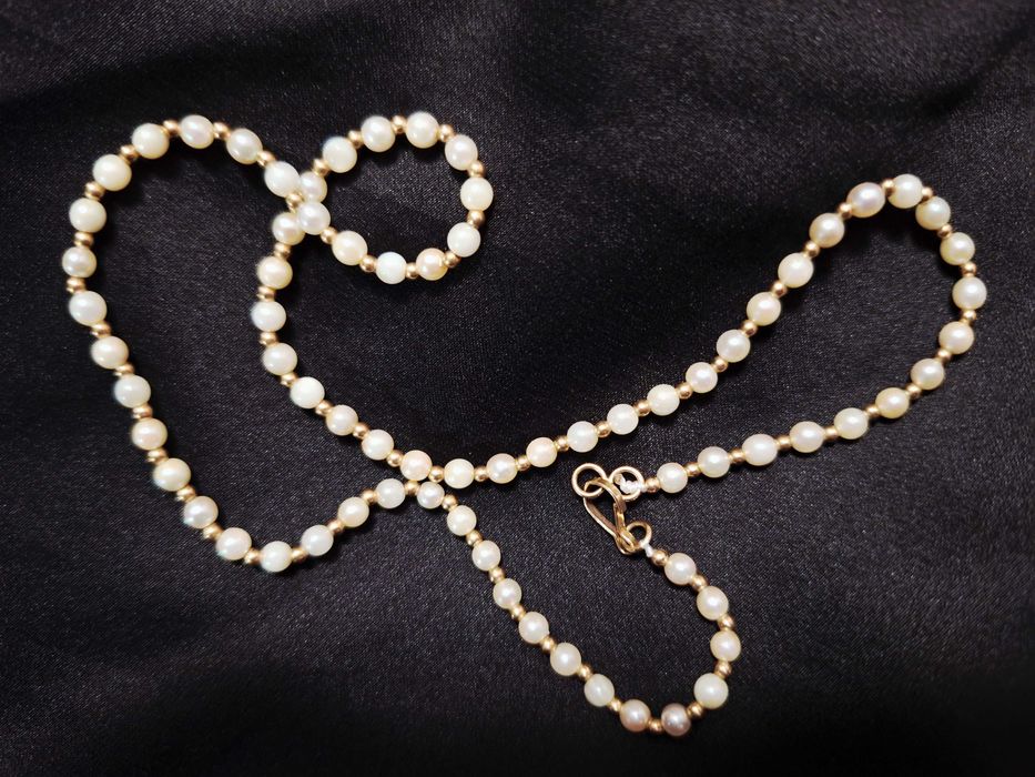 Вінтажне перлове намисто чокер з золотом 375 проби