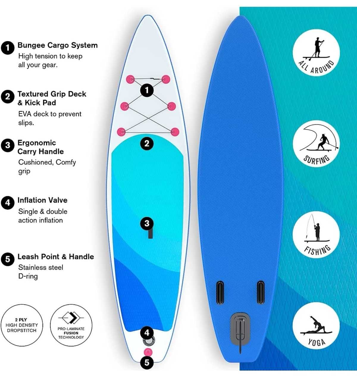 Prancha de Paddle Nova Selada com acessórios de 320cm capacidade 200kg