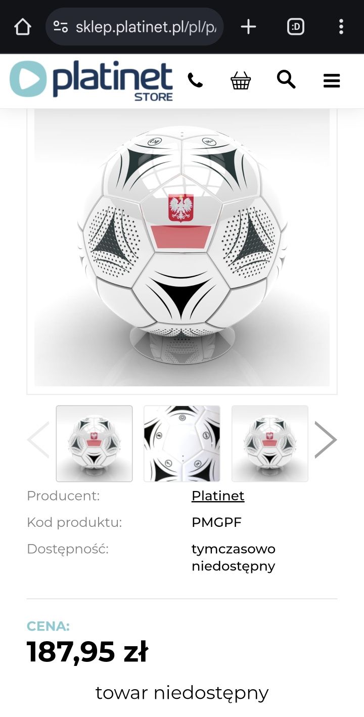Głośnik bluetooth Football piłka nożna Platinet