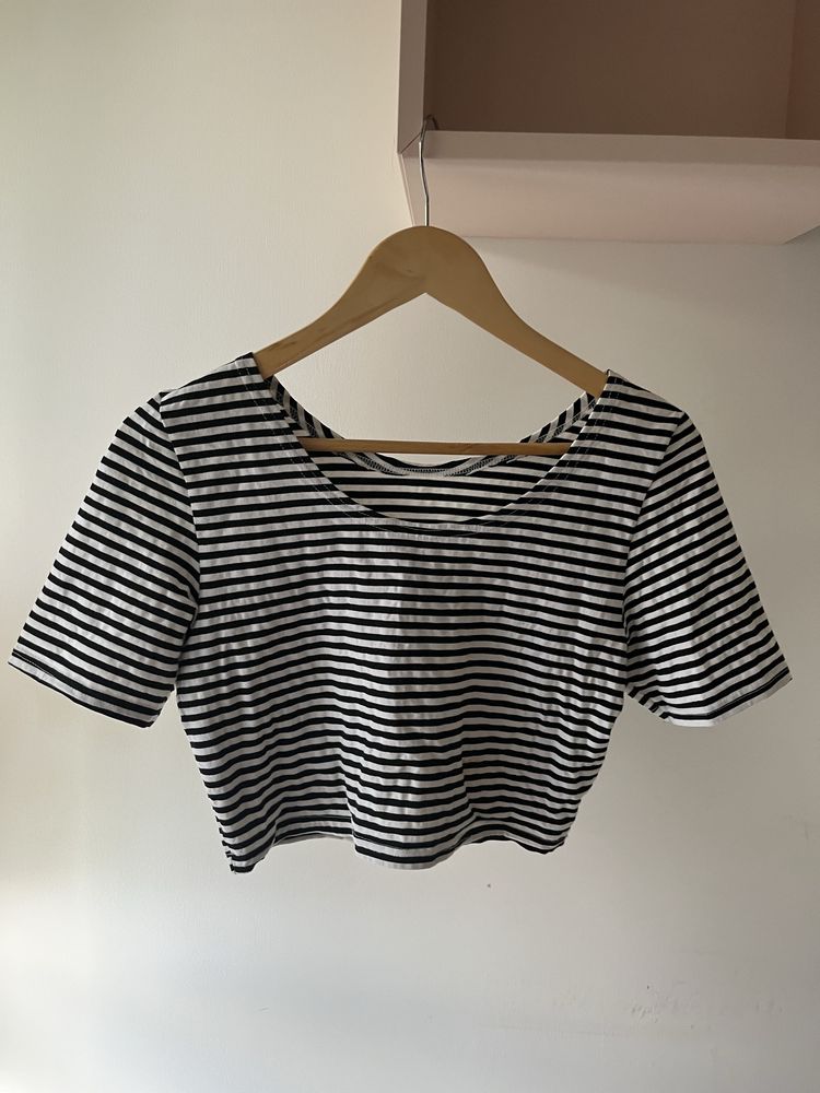 Koszulka w paski retro lata 90. crop top L
