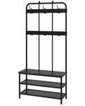 IKEA PINNIG Wieszak na buty z ławą, czarny, 193x37x90 cm