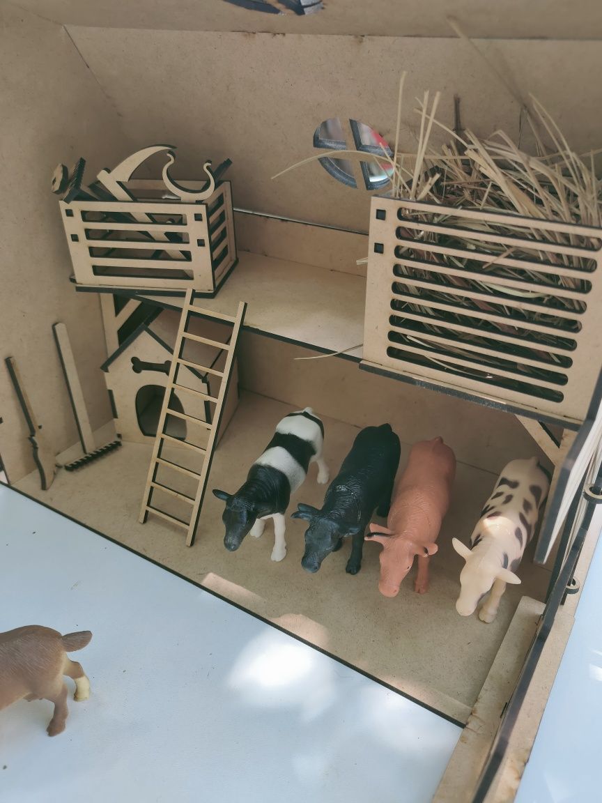 Амбар Ферма Конюшня в наборе с животными и овощами из полимерной глины