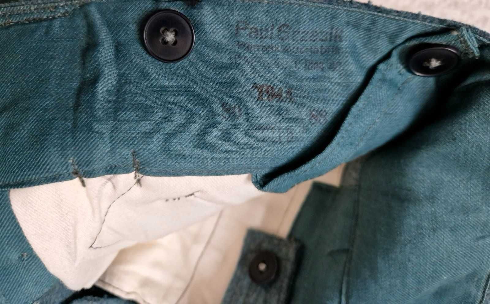 Spodnie Wehrmacht - Polizei M43 z 1944r Paul Grzesik Breslau, oryginał