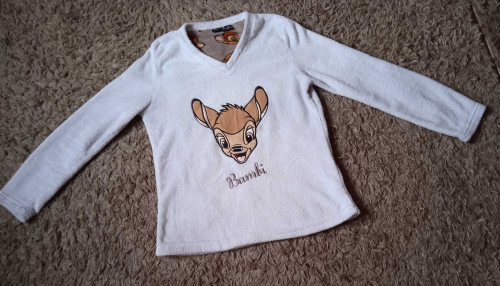 Cieplutki  jasnopopielaty polar DISNEY z aplikacją Bambi rozmiar XS .