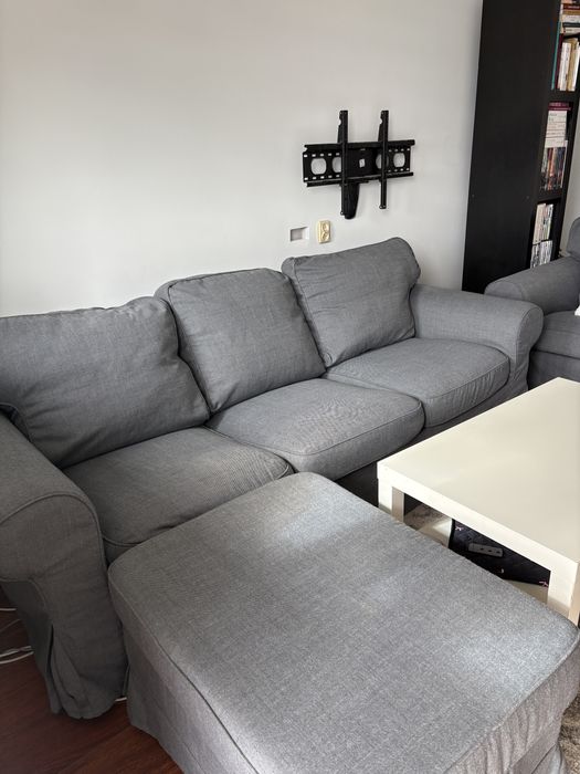Kanapa + 2 fotele + podnóżek EKTORP IKEA ciemny szary