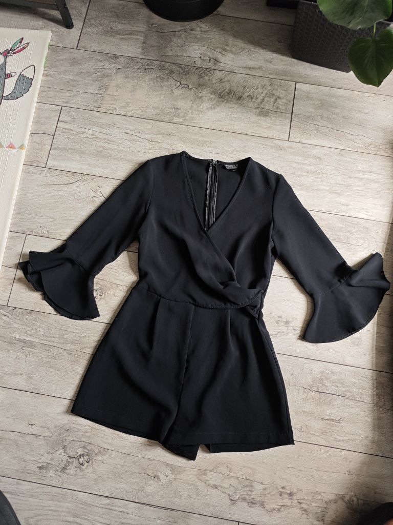 Kombinezon Top Shop 36 xs elegancki weselny komunijny czarny krótki