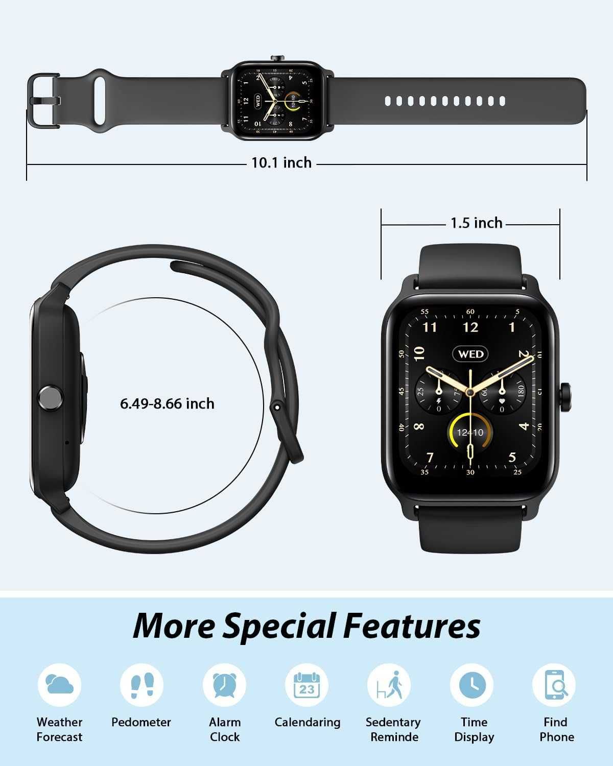 Smartwatch dla mężczyzn czarny, szary z ekranem HD 1,80 IDW13 spp5