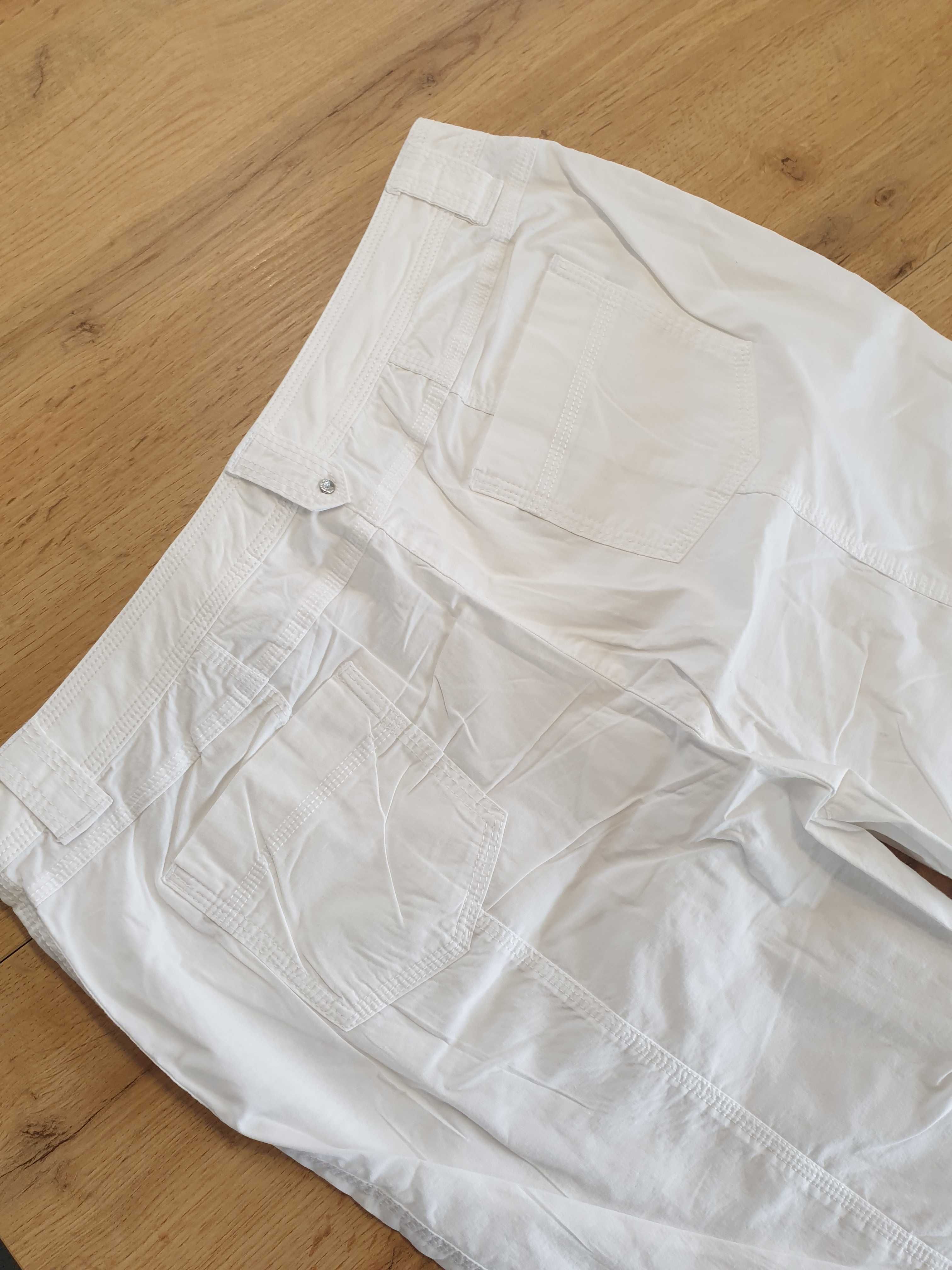 Białe spodnie 3/4, rybaczki, 98 % bawełna, rozmiar XL, 42