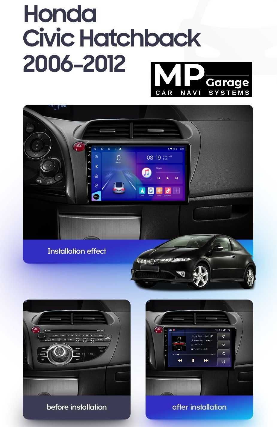 Nawigacja Honda Civic 8 "UFO"Android 4G CarPlay LTE Qled !!! Montaż